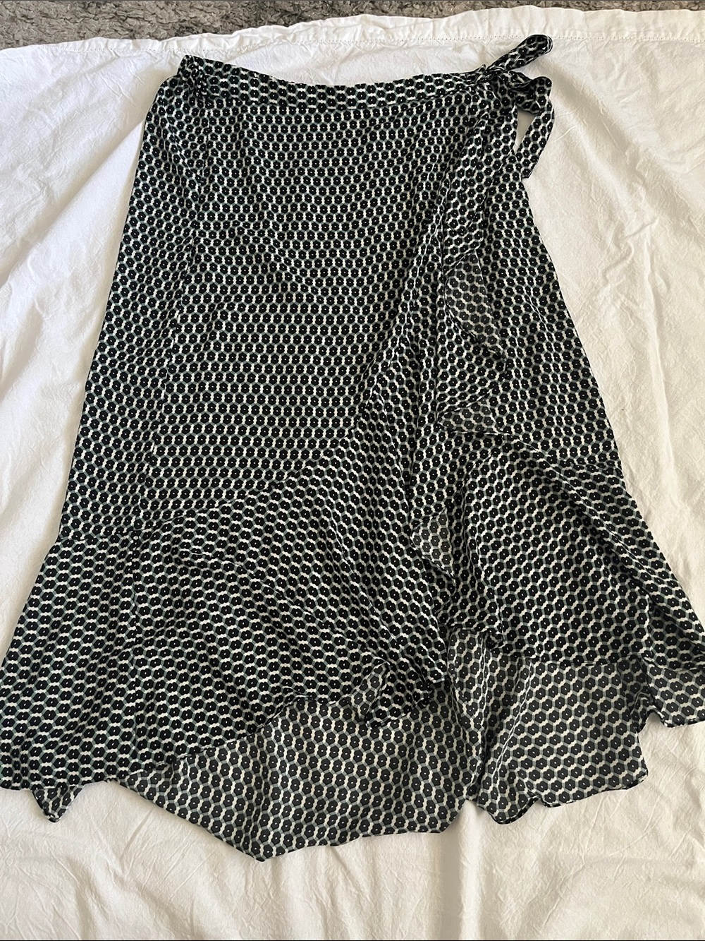 MX Studio Black, White and Blue Geometric Wrap style Skirt